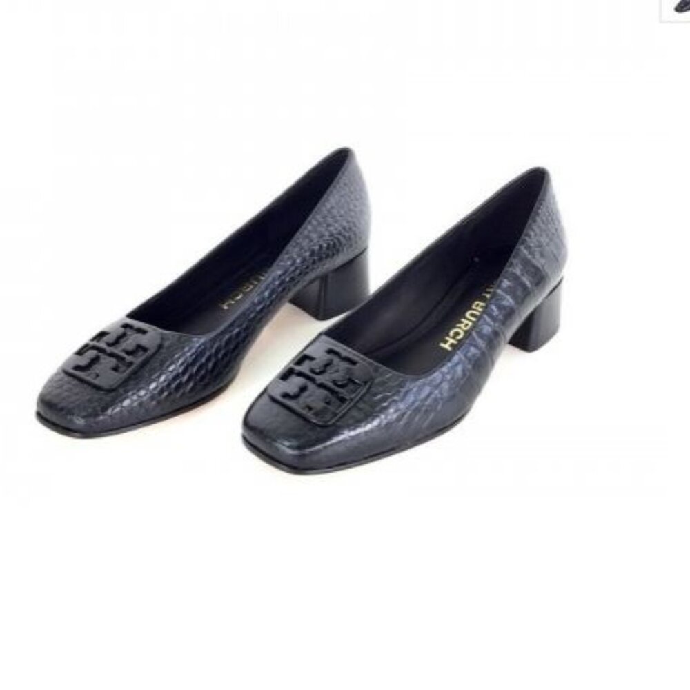 Brand New TORY BURCH Georgia sz 5.5 Pump Croc-Embossed BLACK